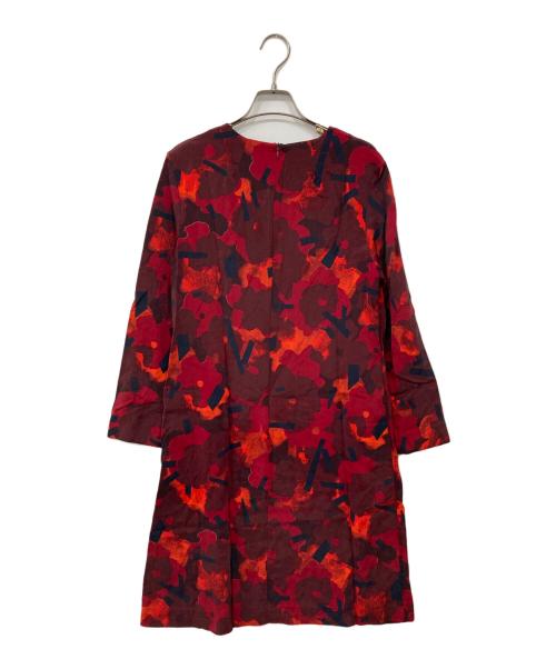 marimekko（マリメッコ）marimekko (マリメッコ) ターシャ シルクドレス レッド×ブラック サイズ:38の古着・服飾アイテム