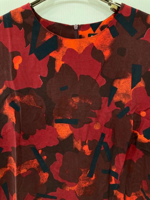 marimekko（マリメッコ）marimekko (マリメッコ) ターシャ シルクドレス レッド×ブラック サイズ:38の古着・服飾アイテム