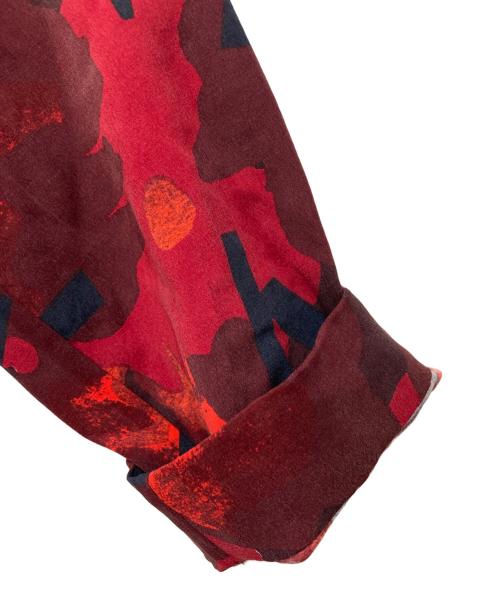 marimekko（マリメッコ）marimekko (マリメッコ) ターシャ シルクドレス レッド×ブラック サイズ:38の古着・服飾アイテム