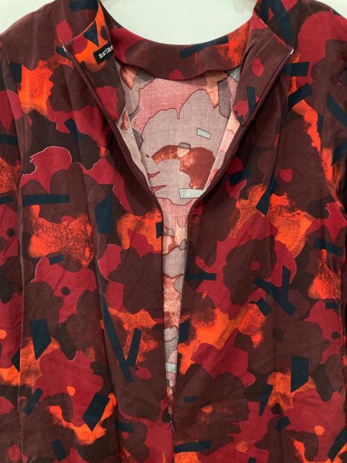 marimekko（マリメッコ）marimekko (マリメッコ) ターシャ シルクドレス レッド×ブラック サイズ:38の古着・服飾アイテム