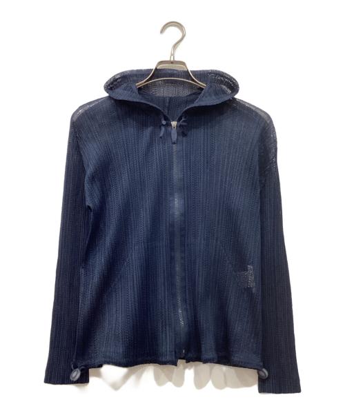 PLEATS PLEASE（プリーツプリーズ）PLEATS PLEASE (プリーツプリーズ) プリーツジップアップパーカー ネイビー サイズ:3の古着・服飾アイテム