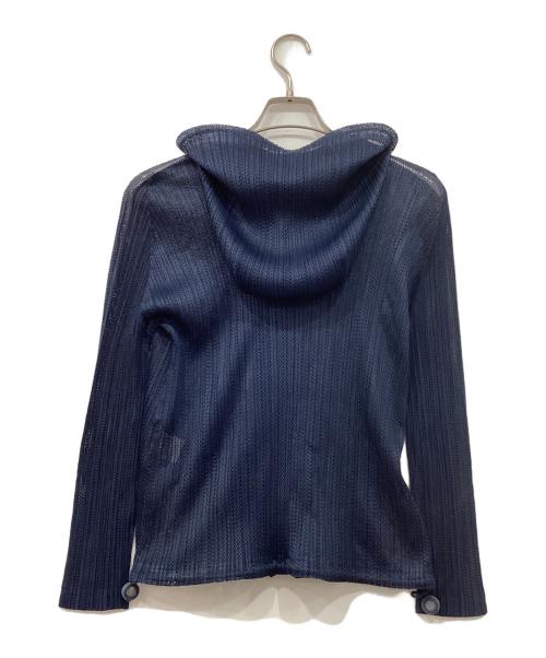 PLEATS PLEASE（プリーツプリーズ）PLEATS PLEASE (プリーツプリーズ) プリーツジップアップパーカー ネイビー サイズ:3の古着・服飾アイテム