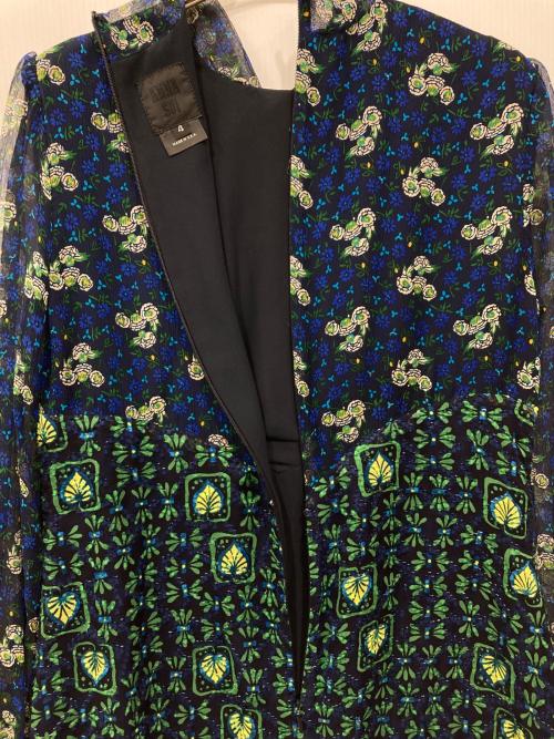 ANNA SUI（アナスイ）ANNA SUI (アナスイ) シルク総柄ワンピース ネイビー サイズ:4の古着・服飾アイテム