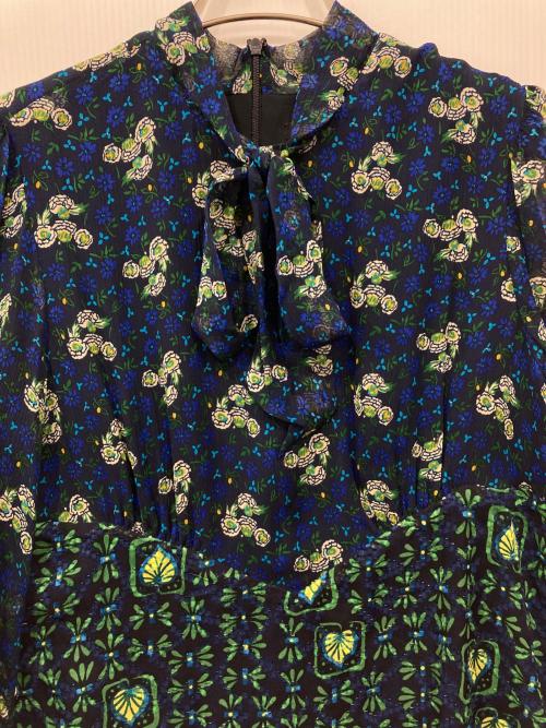 ANNA SUI（アナスイ）ANNA SUI (アナスイ) シルク総柄ワンピース ネイビー サイズ:4の古着・服飾アイテム