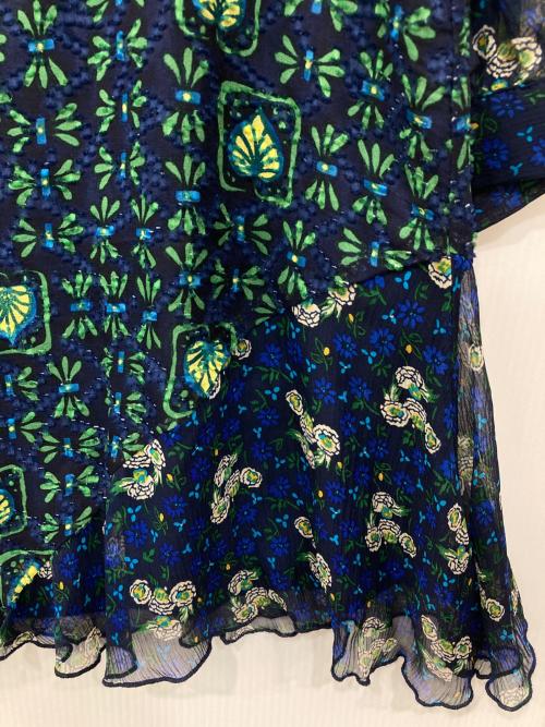 ANNA SUI（アナスイ）ANNA SUI (アナスイ) シルク総柄ワンピース ネイビー サイズ:4の古着・服飾アイテム