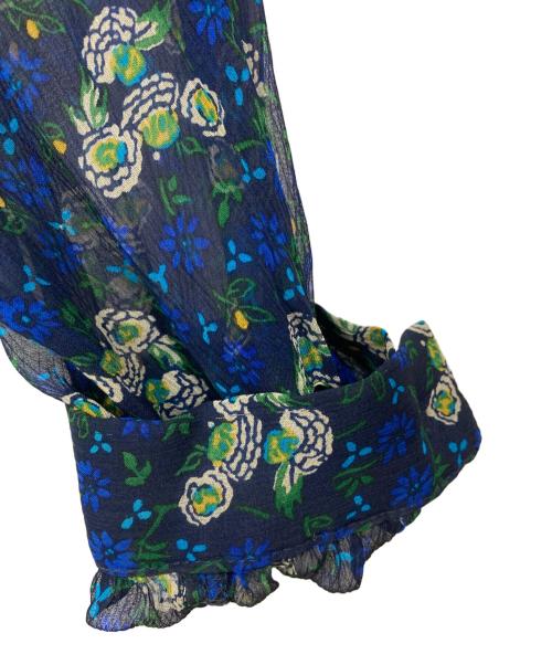 ANNA SUI（アナスイ）ANNA SUI (アナスイ) シルク総柄ワンピース ネイビー サイズ:4の古着・服飾アイテム