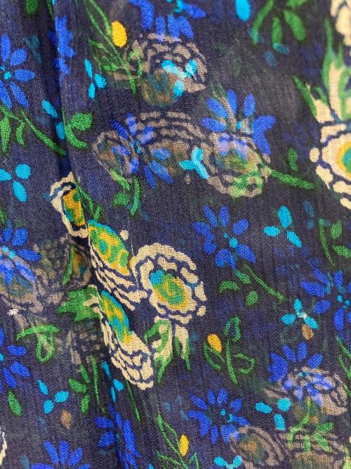 ANNA SUI（アナスイ）ANNA SUI (アナスイ) シルク総柄ワンピース ネイビー サイズ:4の古着・服飾アイテム