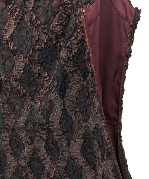 ANAYI（アナイ）ANAYI (アナイ) タフタコードレース ワンピース ブラック×レッド サイズ:38の古着・服飾アイテム