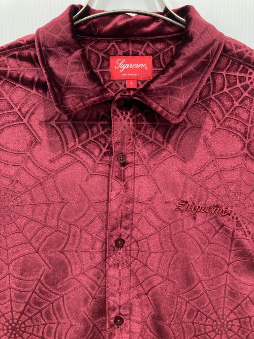 SUPREME（シュプリーム）Supreme (シュプリーム) スパイダー ウェブ ベルベットシャツ ボルドー サイズ:Lの古着・服飾アイテム