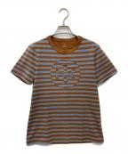 TORY BURCHトリーバーチ）の古着「ボーダーTシャツ」｜グレー×ブラウン
