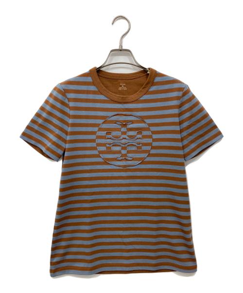TORY BURCH（トリーバーチ）TORY BURCH (トリーバーチ) ボーダーTシャツ グレー×ブラウン サイズ:Sの古着・服飾アイテム