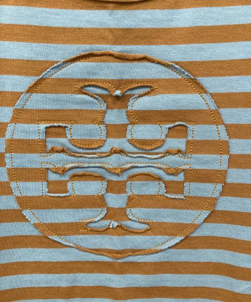 TORY BURCH（トリーバーチ）TORY BURCH (トリーバーチ) ボーダーTシャツ グレー×ブラウン サイズ:Sの古着・服飾アイテム
