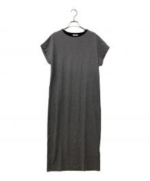 ATON（エイトン）の古着「CAPSLEEVE DRESS」｜ホワイト×ブラック