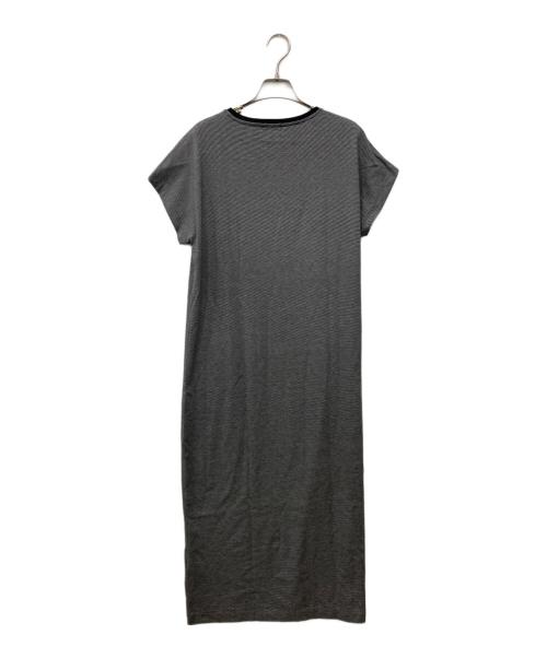 ATON（エイトン）ATON (エイトン) CAPSLEEVE DRESS ホワイト×ブラック サイズ:Lの古着・服飾アイテム