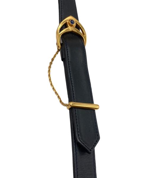 Cartier（カルティエ）Cartier (カルティエ) レザーショルダーバッグ ブラックの古着・服飾アイテム