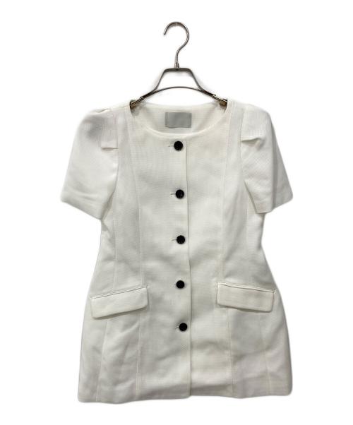 CELFORD（セルフォード）CELFORD (セルフォード) からみ織ペプラムジャケット ホワイト サイズ:36の古着・服飾アイテム
