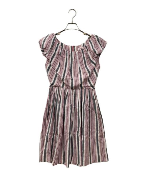 Vivienne Westwood RED LABEL（ヴィヴィアンウエストウッドレッドレーベル）Vivienne Westwood RED LABEL (ヴィヴィアンウエストウッドレッドレーベル) ストライプワンピース ピンク×グレー サイズ:2の古着・服飾アイテム
