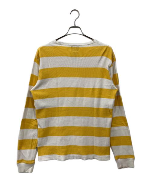 stussy（ステューシー）stussy (ステューシー) ボーダーカットソー イエロー×ホワイト サイズ:Lの古着・服飾アイテム
