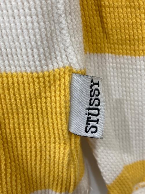 stussy（ステューシー）stussy (ステューシー) ボーダーカットソー イエロー×ホワイト サイズ:Lの古着・服飾アイテム