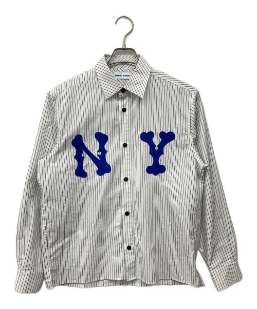 WOKE EDGE（ウォーク エッジ）WOKE EDGE (ウォーク エッジ) NYグリットストライプシャツ ホワイト×ブルー サイズ:Sの古着・服飾アイテム