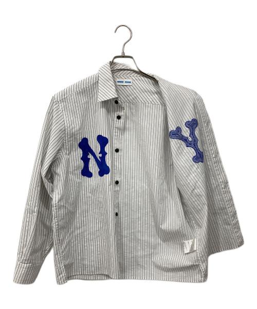 WOKE EDGE（ウォーク エッジ）WOKE EDGE (ウォーク エッジ) NYグリットストライプシャツ ホワイト×ブルー サイズ:Sの古着・服飾アイテム
