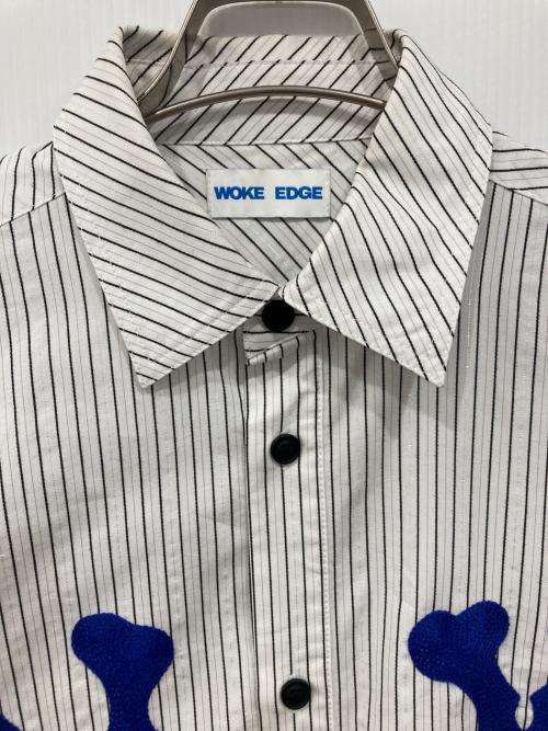 WOKE EDGE（ウォーク エッジ）WOKE EDGE (ウォーク エッジ) NYグリットストライプシャツ ホワイト×ブルー サイズ:Sの古着・服飾アイテム