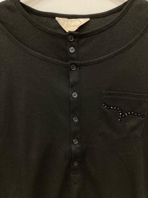 Abuku（アブク）Abuku (アブク) 2レイヤードヘンリーラインストーンT ブラック サイズ:Mの古着・服飾アイテム