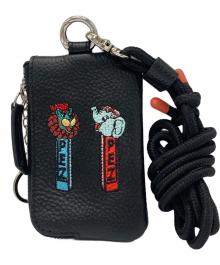 ear PAPILLONNER×PEZ（イアパピヨネ×ペッツ）の古着「牛革モバイルストラップショルダー」｜ブラック