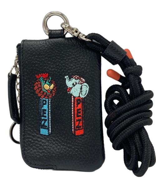 ear PAPILLONNER（イアパピヨネ）ear PAPILLONNER (イアパピヨネ) PEZ (ペッツ) 牛革モバイルストラップショルダー ブラックの古着・服飾アイテム