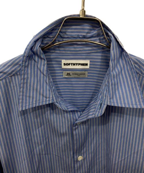 SOFTHYPHEN（ソフトハイフン）SOFTHYPHEN (ソフトハイフン) THOMAS MASON (トーマスメイソン) ストライプシャツ ブルー サイズ:03の古着・服飾アイテム
