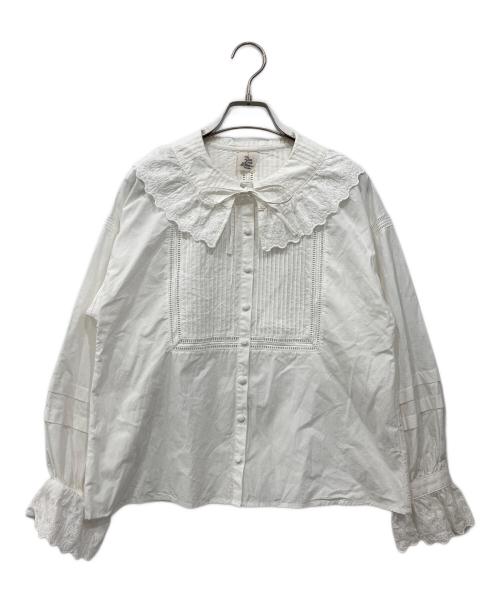 Dot and Stripes CHILD WOMAN（ドットアンドストライプス チャイルドウーマン）Dot and Stripes CHILD WOMAN (ドットアンドストライプス チャイルドウーマン) ブロードレース ピンタックフラット襟ブラウス ホワイト サイズ:Freeの古着・服飾アイテム