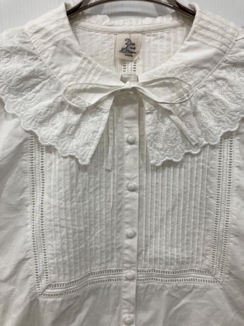 Dot and Stripes CHILD WOMAN（ドットアンドストライプス チャイルドウーマン）Dot and Stripes CHILD WOMAN (ドットアンドストライプス チャイルドウーマン) ブロードレース ピンタックフラット襟ブラウス ホワイト サイズ:Freeの古着・服飾アイテム