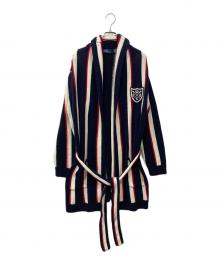 POLO RALPH LAUREN（ポロ・ラルフローレン）の古着「ストライプリネンブレンドラップカーディガン」｜ネイビー