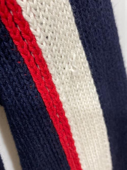 POLO RALPH LAUREN（ポロ・ラルフローレン）POLO RALPH LAUREN (ポロ・ラルフローレン) ストライプリネンブレンドラップカーディガン ネイビー サイズ:Mの古着・服飾アイテム