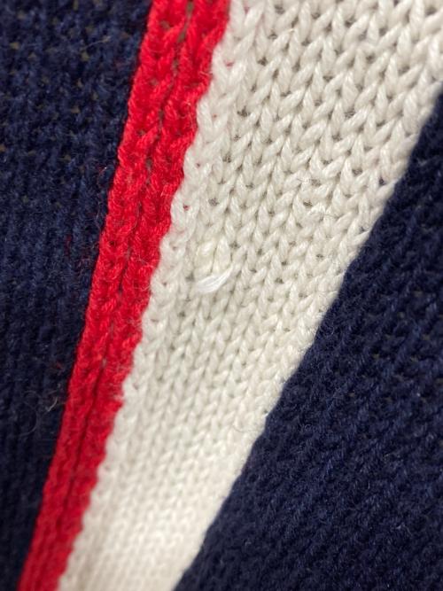 POLO RALPH LAUREN（ポロ・ラルフローレン）POLO RALPH LAUREN (ポロ・ラルフローレン) ストライプリネンブレンドラップカーディガン ネイビー サイズ:Mの古着・服飾アイテム