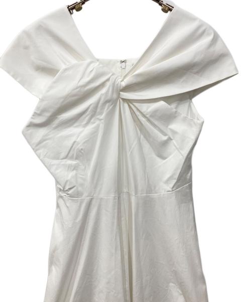JENNE（ジェンヌ）JENNE (ジェンヌ) フロントツイストフレンチワンピース ホワイト サイズ:Lの古着・服飾アイテム
