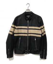 DIESEL（ディーゼル）の古着「シングルライダースジャケット」｜ブラック×ベージュ