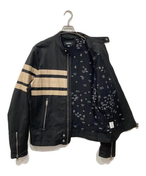 DIESEL（ディーゼル）DIESEL (ディーゼル) シングルライダースジャケット ブラック×ベージュ サイズ:Mの古着・服飾アイテム