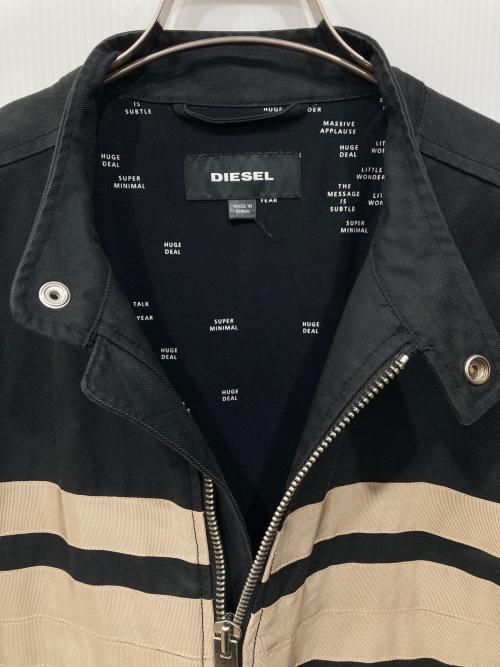 DIESEL（ディーゼル）DIESEL (ディーゼル) シングルライダースジャケット ブラック×ベージュ サイズ:Mの古着・服飾アイテム