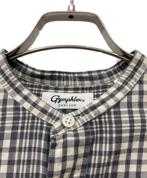 Gymphlex（ジムフレックス）Gymphlex (ジムフレックス) ビエラチェックスタンドカラーシャツワンピース グレー サイズ:14の古着・服飾アイテム