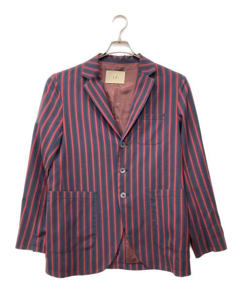 LF（エルエフ）LF (エルエフ) ストライプテーラードジャケット ネイビー×レッド サイズ:Lの古着・服飾アイテム