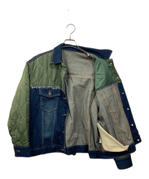 ATMOS（アトモス）atmos (アトモス) キルティング デニムジャケット ブルー×カーキ サイズ:Sの古着・服飾アイテム