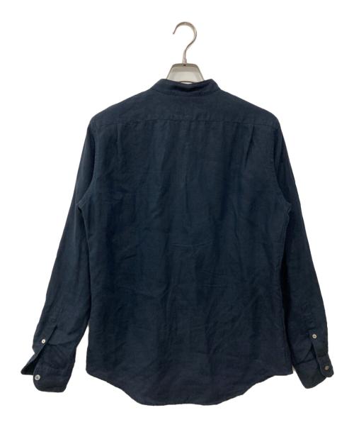 PS Paul Smith（ＰＳポールスミス）PS Paul Smith (ＰＳポールスミス) バンドカラーリネンシャツ ネイビー サイズ:Mの古着・服飾アイテム