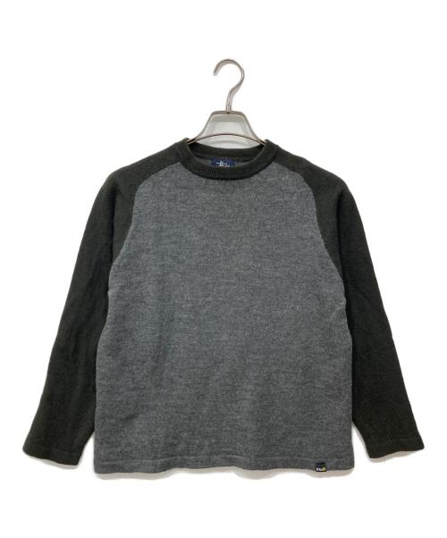 stussy（ステューシー）stussy (ステューシー) ラグランウールニット グレー×カーキ サイズ:XLの古着・服飾アイテム