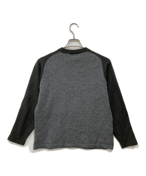 stussy（ステューシー）stussy (ステューシー) ラグランウールニット グレー×カーキ サイズ:XLの古着・服飾アイテム