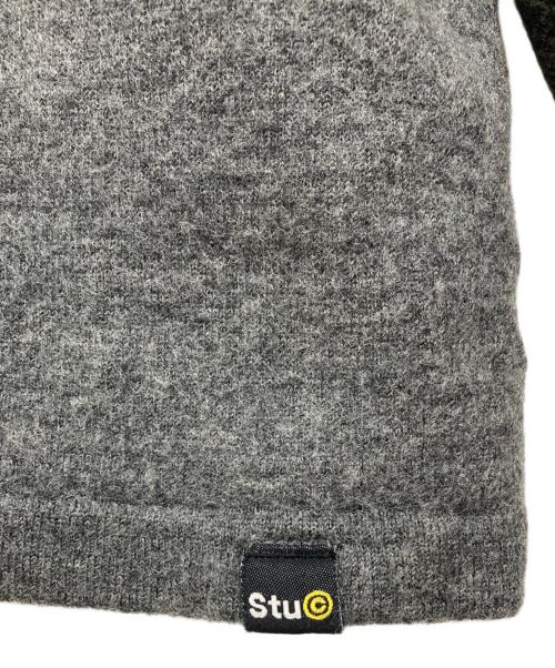 stussy（ステューシー）stussy (ステューシー) ラグランウールニット グレー×カーキ サイズ:XLの古着・服飾アイテム