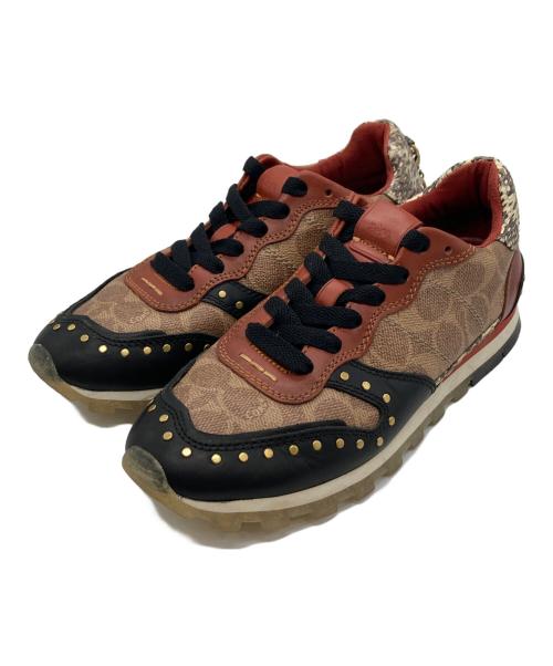 COACH（コーチ）COACH (コーチ) C118リベットローカットスニーカー ブラウン×ブラック サイズ:23.5cmの古着・服飾アイテム