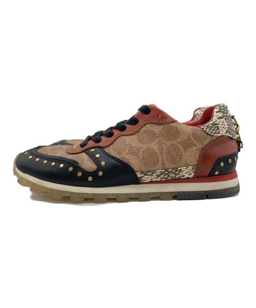 COACH（コーチ）COACH (コーチ) C118リベットローカットスニーカー ブラウン×ブラック サイズ:23.5cmの古着・服飾アイテム