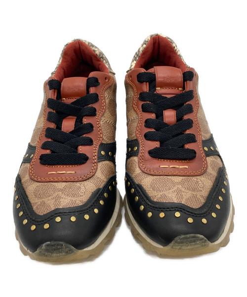 COACH（コーチ）COACH (コーチ) C118リベットローカットスニーカー ブラウン×ブラック サイズ:23.5cmの古着・服飾アイテム