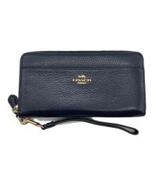 COACH（コーチ）の古着「ラウンドジップウォレット」｜ネイビー